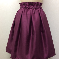 リボン付き♪ワインレッド色のふんわりタックギャザースカート(*'▽'*) 4枚目の画像