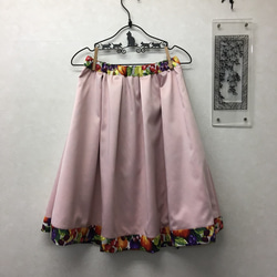 フルーツゴブラン風プリント&サテンのリバーシブルタックフレアースカート＊ 3枚目の画像