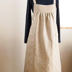《再販×117》リネンギャザークロス*フルエプロン 1枚目の画像