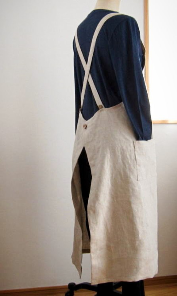 《再販×117》リネンギャザークロス*フルエプロン 2枚目の画像