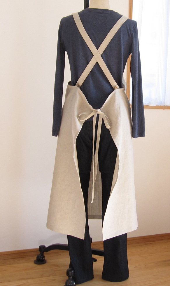 《再販×117》リネンギャザークロス*フルエプロン 6枚目の画像