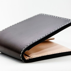 栃木レザー手染めのトラディショナルな厚革折財布　BKS001-BK 3枚目の画像