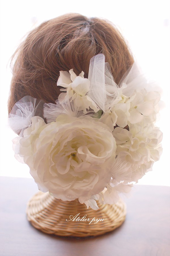 ♡白いお花の髪飾りセット　hd-31 1枚目の画像