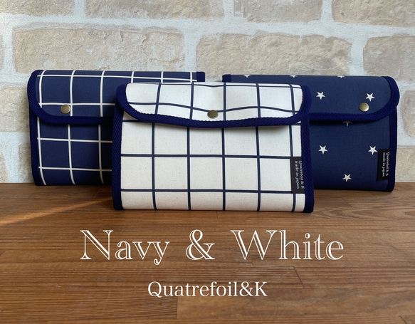 中性 ★ WHITE × NAVY 支票存摺盒（母子筆記本盒） 波紋管大容量 2 人限定 1 點 第4張的照片