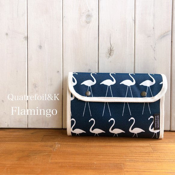 Flamingo母子手帳ケース 1〜2人用 navy 1枚目の画像