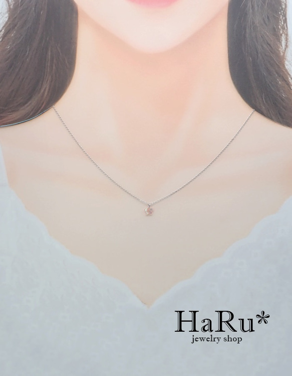 6ｍｍ極小桜＊ピンクシェル☆サージカルステンレスネックレス*N15 6枚目の画像