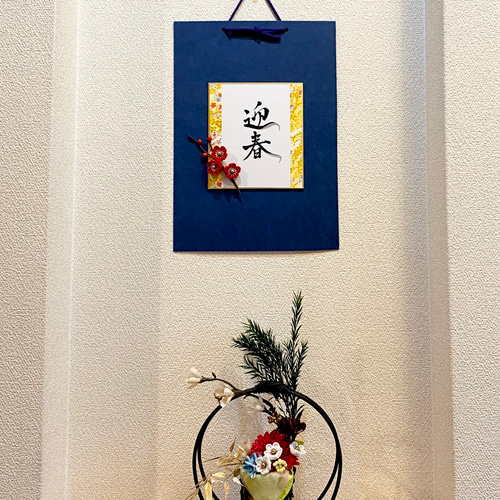 つまみ細工 色紙掛け軸 