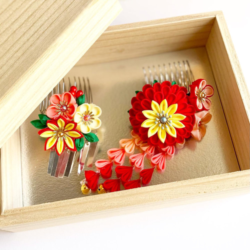 上質な髪飾りで豊かなハレの日を～ 七五三髪飾り オレンジ系のお着物に