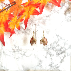 ~ 來自松鼠的禮物 ~ 秋季彩色橡子浸珠寶耳環成人可愛秋季 第7張的照片