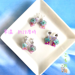 顏色會隨著溫度變化嗎？ ！繡球花銀三朵耳環 浸花 第7張的照片