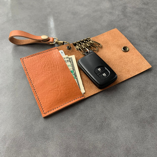レザー クラフト 4連キーケース 天然皮革レザー ハンドメイド カード