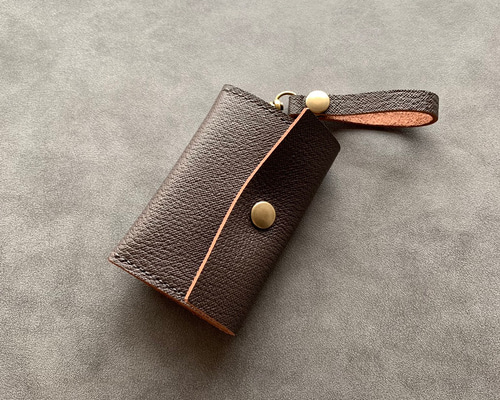 【ハンドメイド】国産レザー　4連キーケース　木目　ターコイズ【レザークラフト 】 0_e72c88716414da4abf9f5af01c59