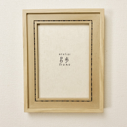 【在庫あり】 受注制作］天然木 無垢 大正更紗ライン 額縁［SMサイズ] タモ 額縁