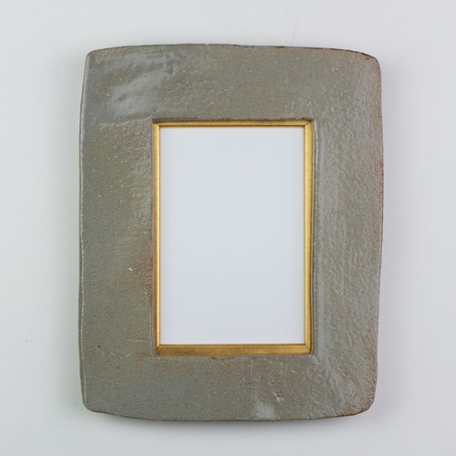 陶器の額縁 ハンドメイド オリジナルフレーム 一点物（グレイ、金面先