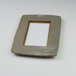 陶器の額縁　ハンドメイド　オリジナルフレーム　一点物（グレイ、金面先） 5枚目の画像