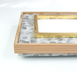 木製額縁　ハンドメイド　オリジナルフレーム　一点物 　和紙 純金箔面先（グレー） 4枚目の画像