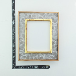 木製額縁　ハンドメイド　オリジナルフレーム　一点物 　和紙 純金箔面先（グレー） 6枚目の画像