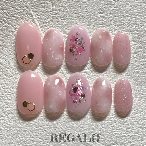 くすみピンクネイル ニュアンスネイル 入学式ネイル シンプル大人