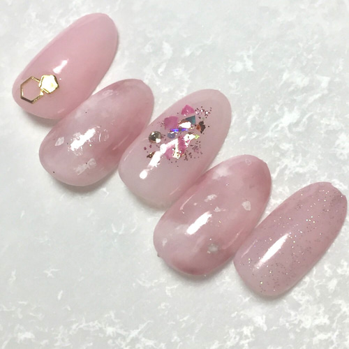 くすみピンクネイル ニュアンスネイル 入学式ネイル シンプル大人