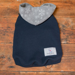 ワッフルニットパーカー　ネイビー　ドッグウェア　受注生産　【XS〜M/ダックス】 1枚目の画像