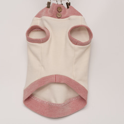 tokkuriフードパーカー 生成り×赤ストライプ　犬　服　ドッグウェア　【SS〜M】 5枚目の画像