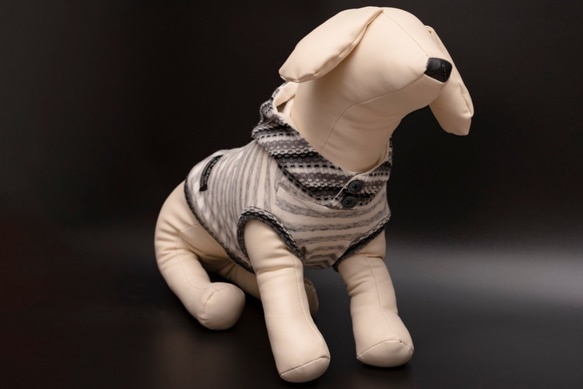 tokkuriフードパーカー グレーボーダー　犬　服　ドッグウェア　【MSサイズ】 4枚目の画像