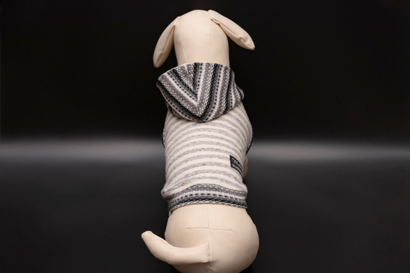 tokkuriフードパーカー グレーボーダー　犬　服　ドッグウェア　【MSサイズ】 5枚目の画像