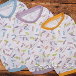 キャンディ柄　タンクトップ　犬　服　ドッグウェア　現品　【ブルー・フレブル補正Mサイズ】 3枚目の画像