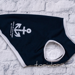 マリンシリーズ　ネイビー×ホワイト　タンクトップ　犬　服　ドッグウェア　受注生産　【3S〜2L/ダックス/フレブル】 4枚目の画像