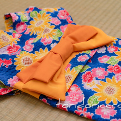 浴衣　ひまわり（青）　【3S〜3L/ダックス/フレブル】 2枚目の画像