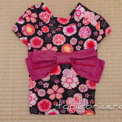 浴衣　さくら（黒）　【3S〜3L/ダックス/フレブル】 1枚目の画像