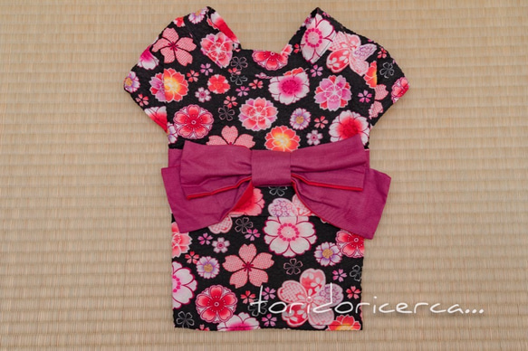 浴衣　さくら（黒）　【3S〜3L/ダックス/フレブル】 1枚目の画像