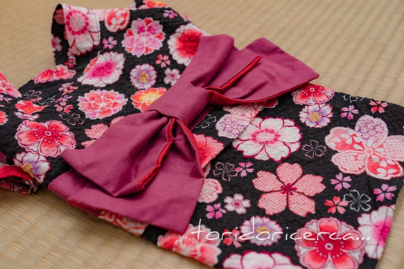 浴衣　さくら（黒）　【3S〜3L/ダックス/フレブル】 2枚目の画像