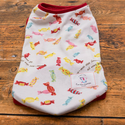 キャンディ柄　タンクトップ　犬　服　ドッグウェア　受注生産　【3S〜2L/ダックス/フレブル】　M〜２２００円 2枚目の画像