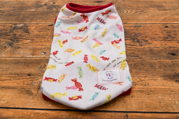 キャンディ柄　タンクトップ　犬　服　ドッグウェア　受注生産　【3S〜2L/ダックス/フレブル】　M〜２２００円 2枚目の画像