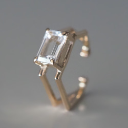 Octagon cut stone K10イヤーカフ(White Topaz) 3枚目の画像