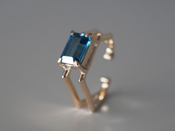 Octagon cut stone K10イヤーカフ(London Blue Topaz) 3枚目の画像