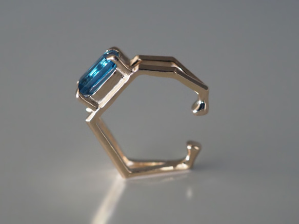 Octagon cut stone K10イヤーカフ(London Blue Topaz) 4枚目の画像