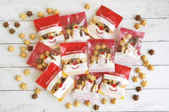＊１２月１５日まで＊クリスマス限定・たくさん配るお菓子に。<クリスマス　フラワーミックスクッキー５袋＞ 2枚目の画像