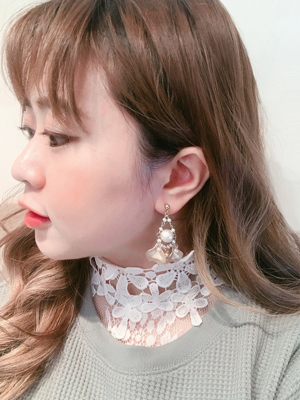 Pearl Symphony Earrings | 淡水珍珠、日本棉花珠、防敏感耳環 第2張的照片