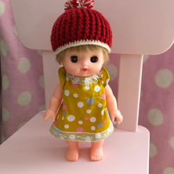 人形用ニット帽(赤) 2枚目の画像