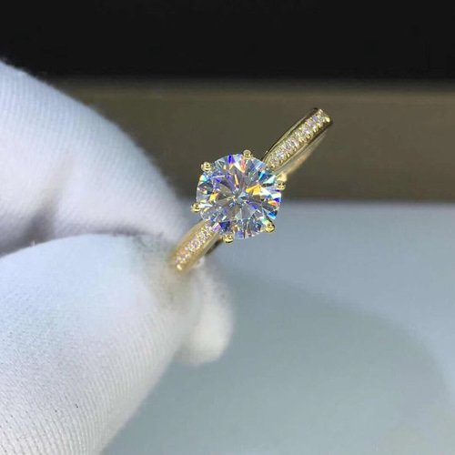 newカラー】輝く モアッサナイト ダイヤ リング K18YG 指輪・リング  