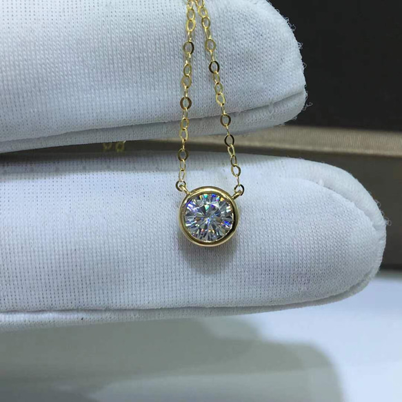 newデザイン】輝くモアサナイト ダイヤ ネックレス K18YG ネックレス  