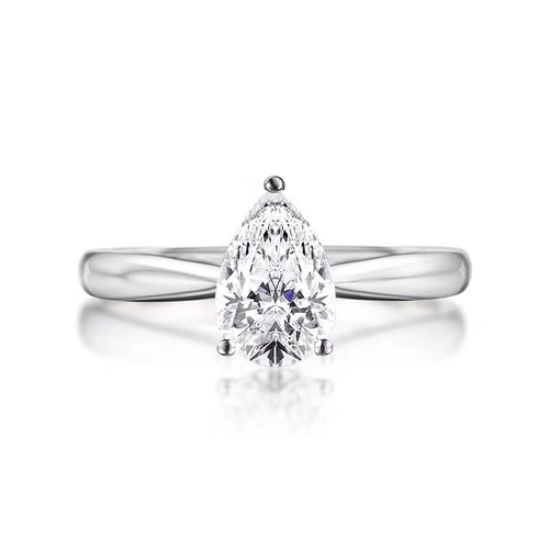 newデザイン】ペアシェイプ モアサナイト ダイヤ リング K18WG 指輪  