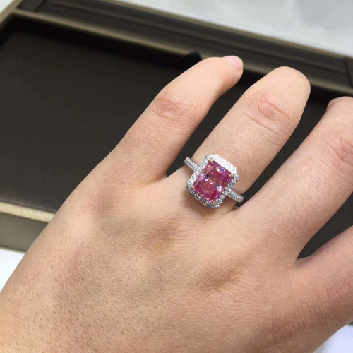 newデザイン】3カラット モアサナイト ダイヤ リング K18WG 指輪  