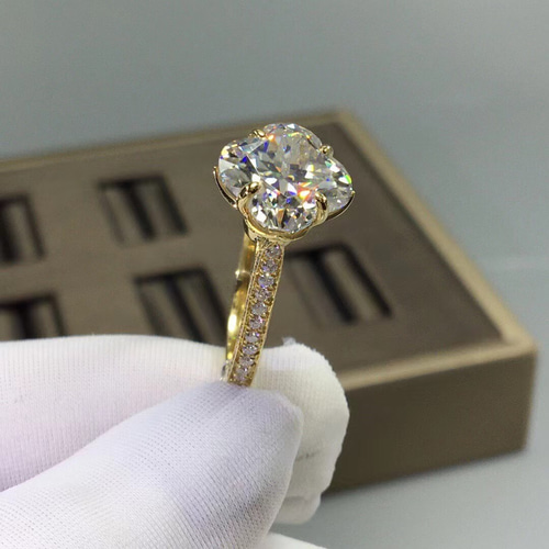 豪華仕様】5カラット クローバー モアサナイト リング K18YG 指輪  