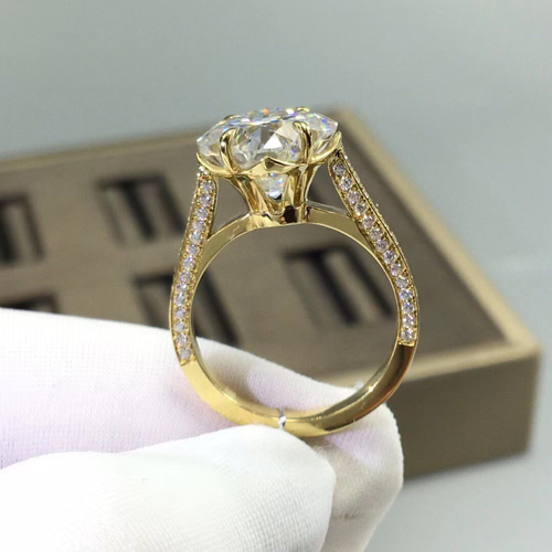 豪華仕様】5カラット クローバー モアサナイト リング K18YG 指輪  