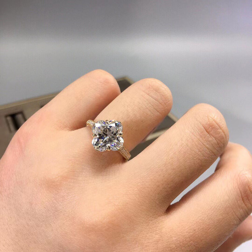 豪華仕様】5カラット クローバー モアサナイト リング K18YG 指輪  