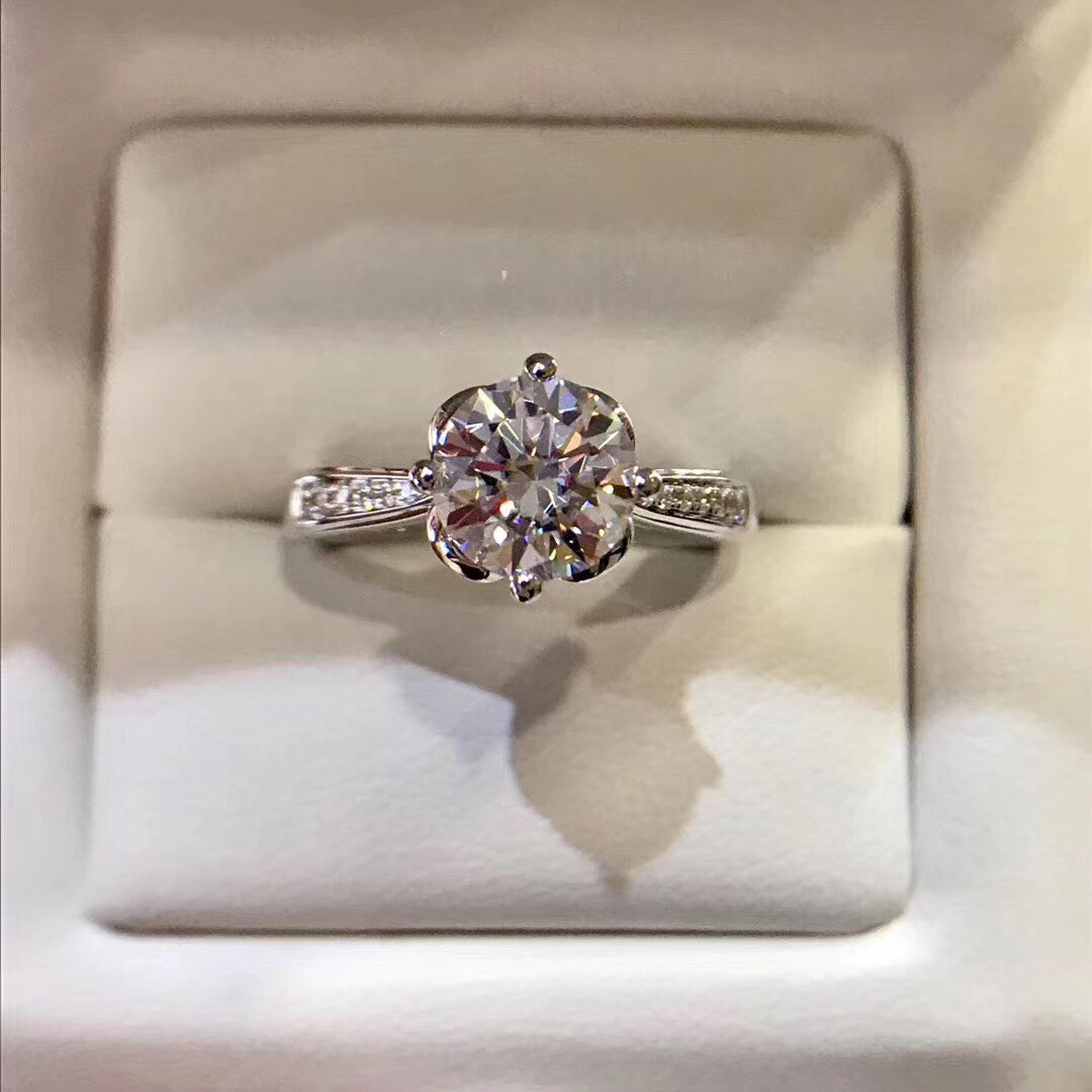 白金の薔薇 モアサナイト ダイヤ リング K18ホワイトゴールド 指輪