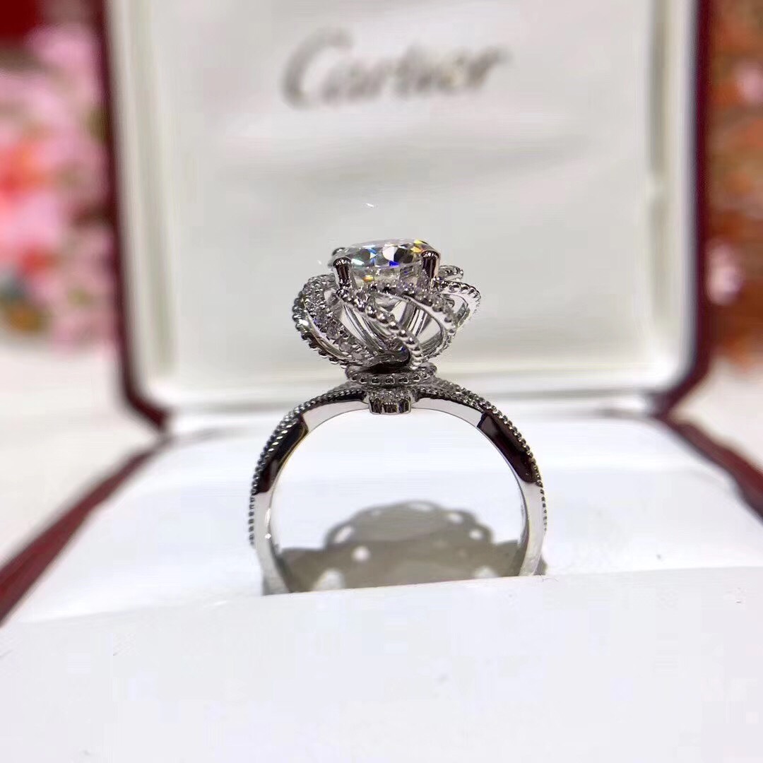 白金の薔薇 モアサナイト ダイヤ リング K18ホワイトゴールド 指輪